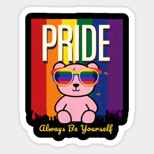 LGBTQ Rainbow Flag Gay Pride Shirt Bear Awareness Ally Men Sticker